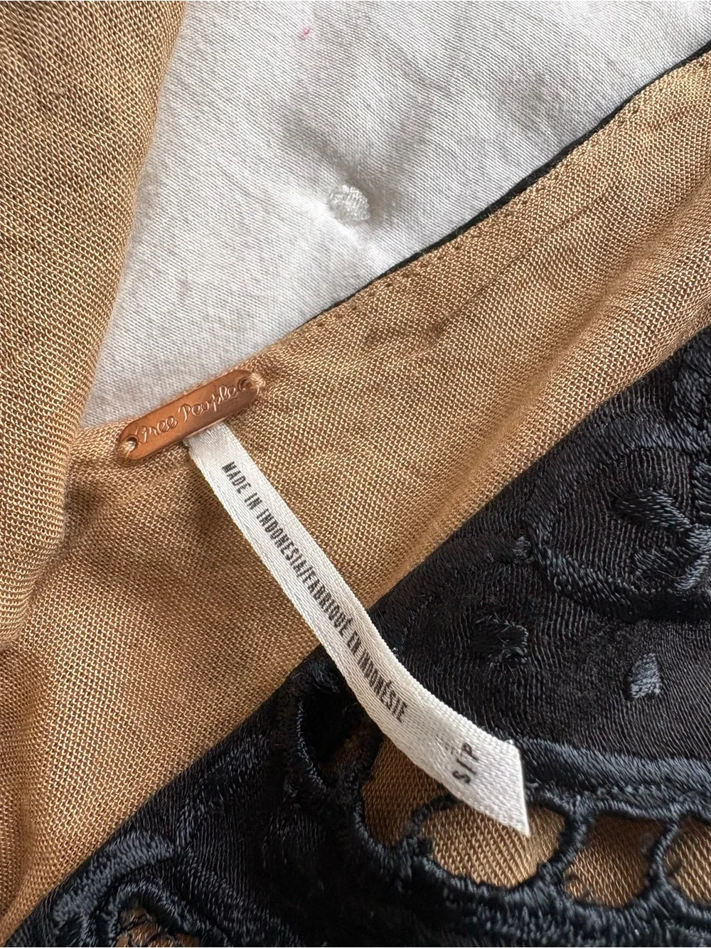 Free People Black Lace Overlay with Nude Lining Slip